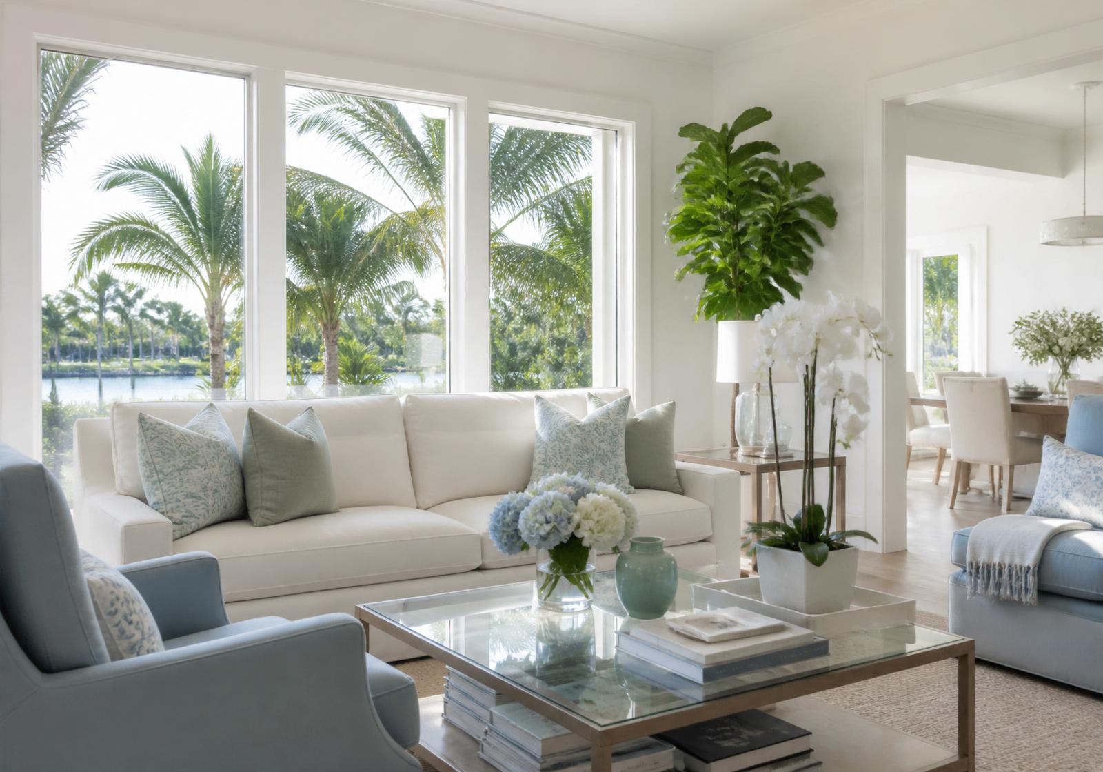 Bright, sunlit clean Florida living room